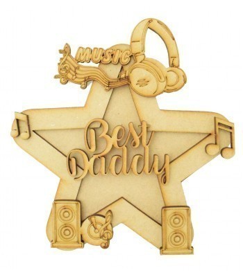 Laser Cut Personalised 3D Star Shape Sign - Music Themed